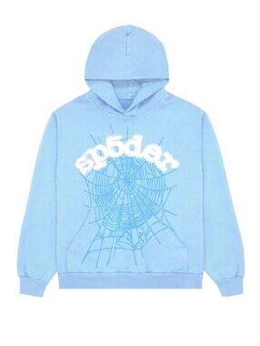 Sp5der Web Hoodie sky blue rhinestone embellished Medium Spider Sweatshirt